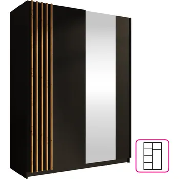 Šatní skříň Skříň, 2D-150, černá/dub artisan, BAJADERO TYP 1