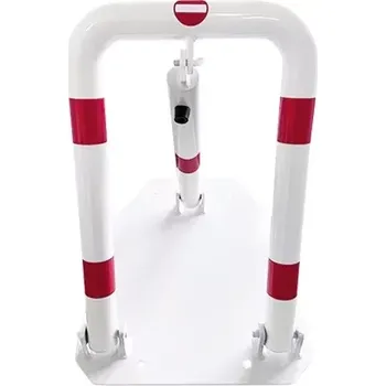 Plotový sloupek Bílo-červená ocelová sklopná zábrana - výška 57 cm