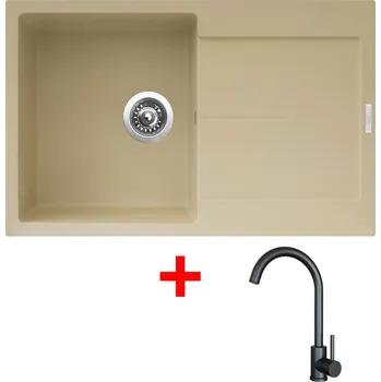Kuchyňský dřez Set Sinks ULTIMA 790 + baterie ARCO černá matná Barva: Písková, Označení: Sahara