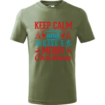 Dětské tričko Keep calm Christmas Velikost: 158/12 let, Barva trička: Khaki