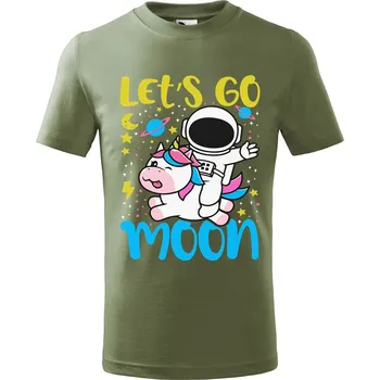 Chlapecké tričko Dětské tričko s potiskem Leťs go moon Velikost: 158/12 let, Barva trička: Khaki