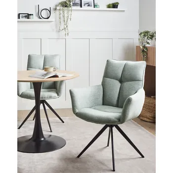 Jídelní židle Otočná jídelní židle mátově zelená polyesterové čalounění černé kovové nohy moderní styl jídelna Beliani