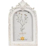 Bílý antik fotorámeček s květinovým motivem - 13*2*31 cm / 10*15 cm