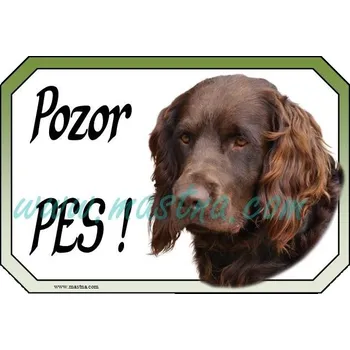 Německý křepelák hnědák cedulka pozor - Bez samolepicí vrstvy