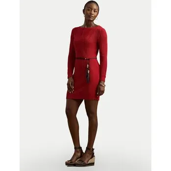 Dámské šaty LAUREN RALPH LAUREN Úpletové šaty 200971346001 Červená Slim Fit M