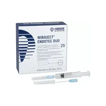 Injekční stříkačka Miraject Endotec Duo 0,6x25 mm, 23G, 25ks