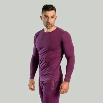 Pánské tričko GymBeam Tričko s dlouhým rukávem Essential Plum - STRIX Barva: Fialová, Velikost: M