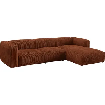 Pohovka Micadoni Terakotově červená manšestrová rohová pohovka Martina 330 cm, pravá