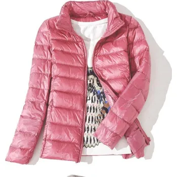 Dámská softshellová bunda Ultralehká dámská péřová bunda s kapucí a prošíváním Velikost: XL, Barva (Varianta): PINK NO HAT