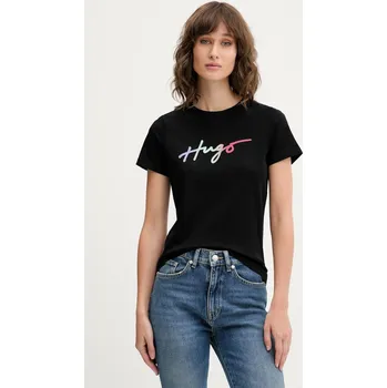 Dámské tričko Bavlněné tričko HUGO Deloris_3 dámské, černá barva, 50533059 99X, vel. L