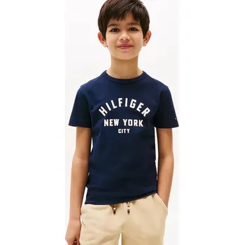Dětské bavlněné tričko Tommy Hilfiger KB0KB09800.9BYA námořnická modř 59X, vel. 128