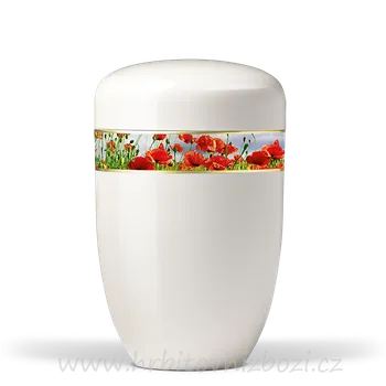 Smuteční dekorace Ocelová urna vlčí máky