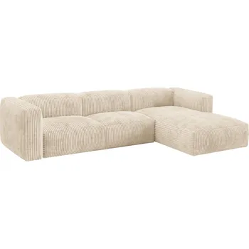 Pohovka Micadoni Světle béžová manšestrová rohová pohovka Martina 330 cm, pravá