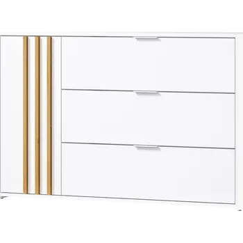 Komoda Jednodveřová komoda FLORENS 1D3S, bílá/dub artisan, 125x35x79,5 cm