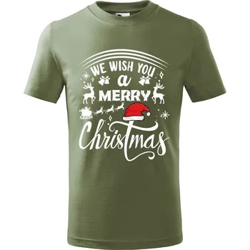 Dětská móda Dětské tričko s potiskem We wish you Velikost: 158/12 let, Barva trička: Khaki