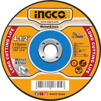 Řezný kotouč Ingco MCD101151 Kotouč řezný na kov, 115 x 1 x 22,2 mm