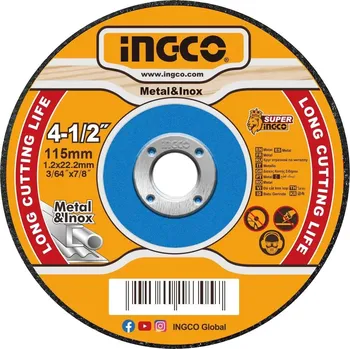 Řezný kotouč Ingco MCD121151 Kotouč řezný na kov, 115 x 1,2 x 22,2 mm