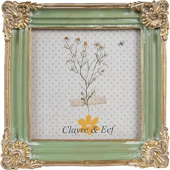Rám na obraz Zeleno - zlatý fotorámeček s květinovým motivem - 13*2*13 cm / 10*10 cm