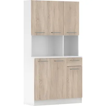 Příborník do zásuvky Šestidveřový kredenc, bílá/dub sonoma, PELION NEW