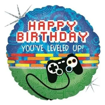 Balónek Foliový balonek Happy Birthday Game 46 cm - Grabo