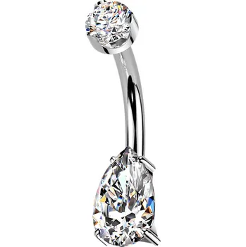 Piercing Šperky4U Luxusní piercing do pupíku s Moissanity 1.25ct, TITAN - TM003