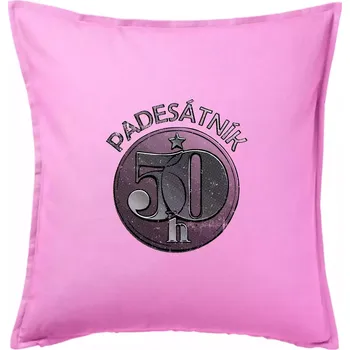 Polštář Padesátník Československý - Polštář 50x50 - 50x50 - Pouze potah ( Růžová )