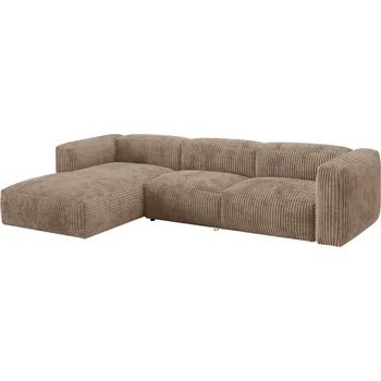 Pohovka Micadoni Tmavě béžová manšestrová rohová pohovka Martina 330 cm, levá