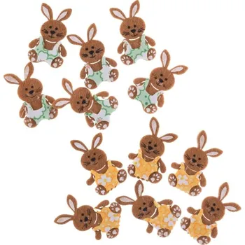 Velikonoční dekorace Nálepky Králíček v oblečku 5cm, 6ks filc, mix