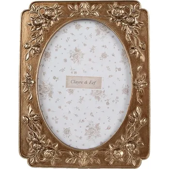 Rám na obraz Zlatý antik fotorámeček s růžičkami - 14*2*19 cm / 10*15 cm