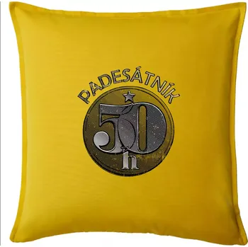 Polštář Padesátník Československý - Polštář 50x50 - 50x50 - Pouze potah ( Žlutá )