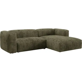 Pohovka Micadoni Zelená manšestrová rohová pohovka Martina 280 cm, pravá