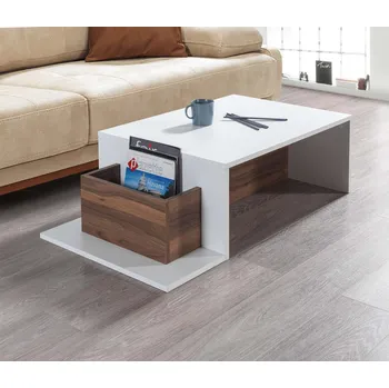 Konferenční stolek TIMON široký konferenční stolek, bílá/ořech