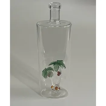 Láhev Skleněná ručně foukaná láhev s palmou objem 500 ml