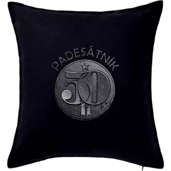 Polštář Padesátník Československý - Polštář 50x50 - 50x50 - Pouze potah ( Černá )