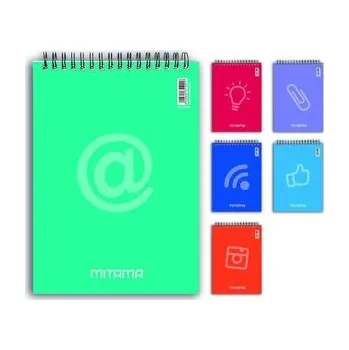 Blok Spirálový blok, 15x21 cm, čtverečkovaný, cyan, 60 listů, MITAMA 35509-90192