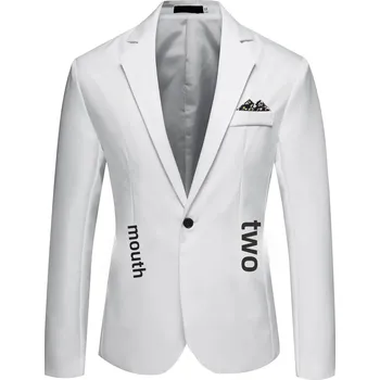 Pánské podzimní sako s jedním knoflíkem ve western stylu Barva: Bílá, Velikost: XL