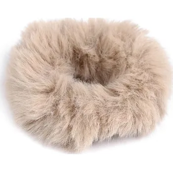 Gumička do vlasů kožešinová - 2 béžová světlá