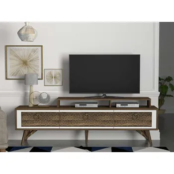 Televizní stolek VAZANTE TV stolek na nožičkách, bílá/ořech