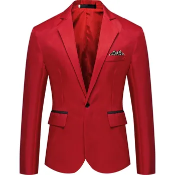Pánské podzimní sako s jedním knoflíkem ve western stylu Barva: Červená, Velikost: M