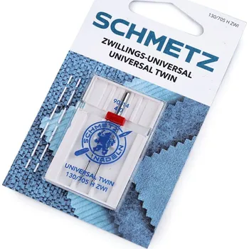 Dvojjehla universal 4,0/90 Schmetz na kartě, malé, nikl