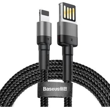 Datový kabel NoName Baseus CALKLF-HG1 Cafule Kabel USB to Lightning Double Sided 1.5A 2m Grey/Black 6953156283374