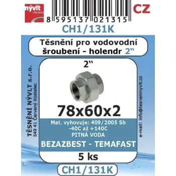 Těsnění Nývlt Sada vodařského těsnění 2" 78x60x2 vodo šroubení TEMAFAST 5ks