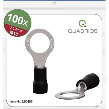 Kabelové oko Quadrios 22C455 kulaté kabelové oko Průřez (max.)=4.0 mm² Ø otvoru=10.5 mm částečná izolace černá 1 sada
