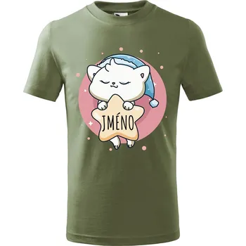 DOBRÝ TRIKO Dětské tričko se jménem Spící kočka Velikost: 158/12 let, Barva: Khaki