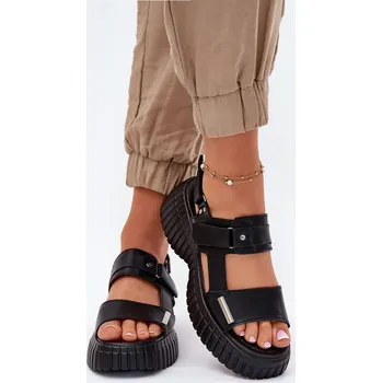 Dámské sandále Kožené Dámské Sandály Na Platformě Mertella Barva: Černá, Velikost: 38