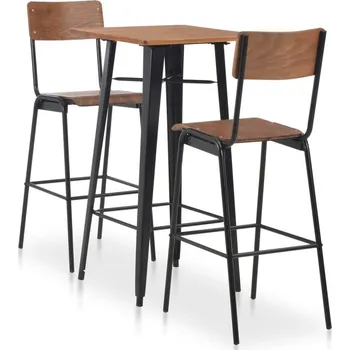 Jídelní set vidaXL 3dílný barový jídelní set ocelový hnědo-černý [276847]