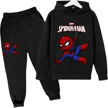 Spiderman Dětská tepláková souprava s potiskem akčního hrdiny - Spidermana (černé tepláky) Barva: černá mikina, Velikost: 100 / 3-4 roky