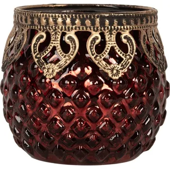 Svícen Červený skleněný svícen na čajovou svíčku - Ø 9*8 cm