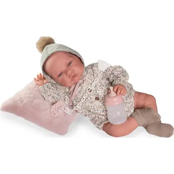 Realistické miminko holčička Lúa na růžovém polštářku od Antonio Juan (Recien Nacida Lúa pompon)