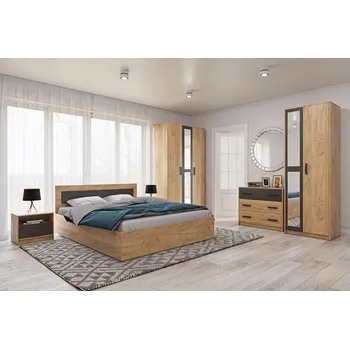 Postel Ložnicová sestava BOXBY, barva dub kraft zlatý/grafit šedý